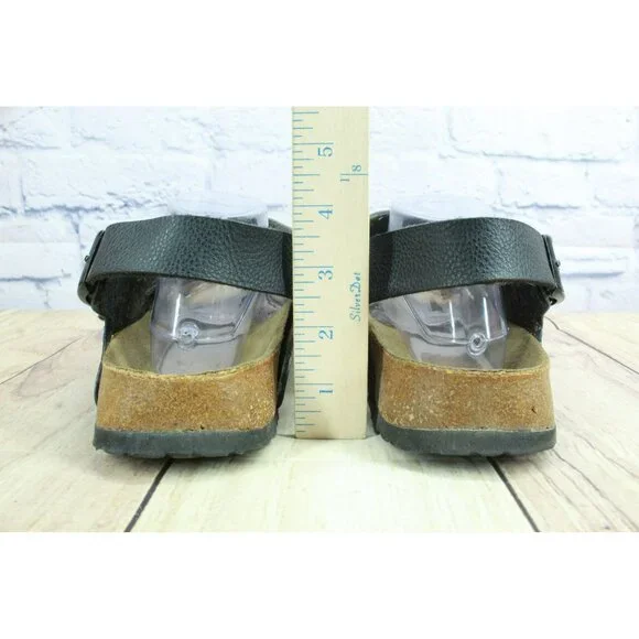 *Birkenstock Milano Black Leather Adjustable Double Buckle Sandals Size 12 Inch. - Picture 6 of 9